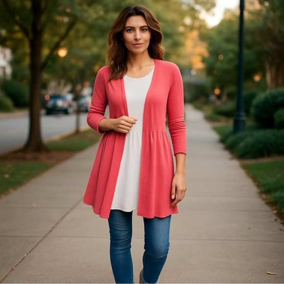 Anthropologie T.LA Oversized Red Open Front Cardigan Sweater Size XS - Picture 1 of 12
